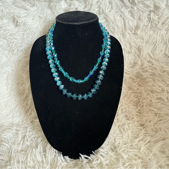 Handmade Aqua Teal Blue Glass Bead Necklace Set - Picture 15 of 16